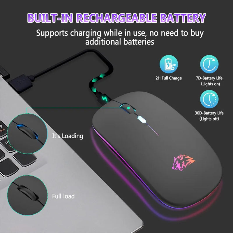 Mouse Bluetooth and 2.4GHz Dual RGB Click for PC, iPad, Phone TV