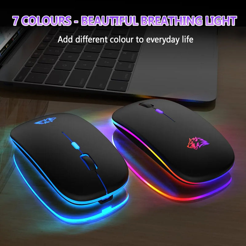 Mouse Bluetooth and 2.4GHz Dual RGB Click for PC, iPad, Phone TV